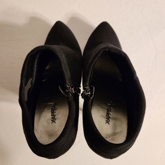 X-APPEAL Bootie Womens 7 QUINCEY Black Faux Suede Stiletto Heel Boot Romantic - Picture 6 of 10